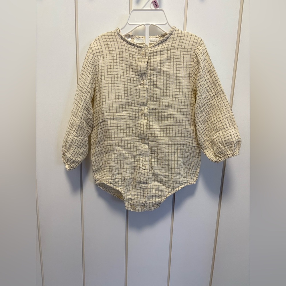 Zara Check Cotton Gauze Bodysuit